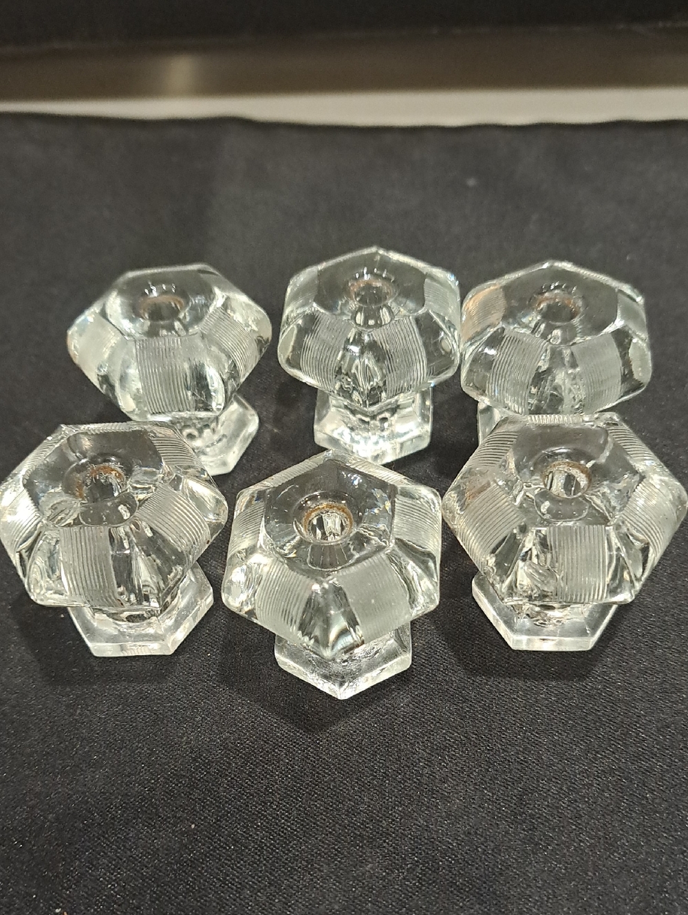 Lot 6 Vtg Clear Glass Cabinet/drawer Knobs. Exc.cond.. No Chips Or Cracks.1 1/2"